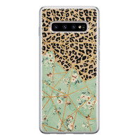 Leuke Telefoonhoesjes Samsung Galaxy S10 siliconen hoesje - Luipaard flower print