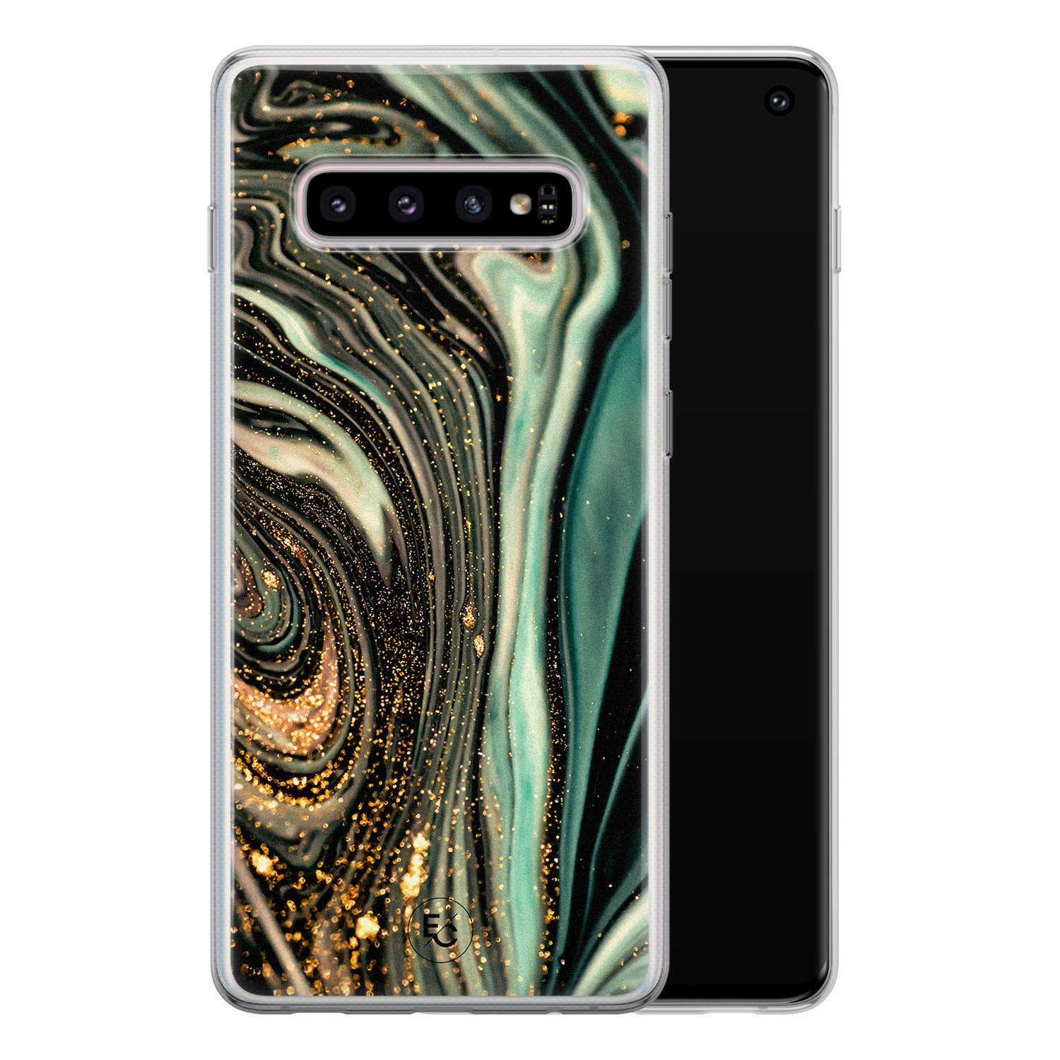 ELLECHIQ Samsung Galaxy S10 siliconen hoesje - Marble Khaki Swirl