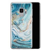 Telefoonhoesje Store Samsung Galaxy S9 siliconen hoesje - Marmer blauw goud