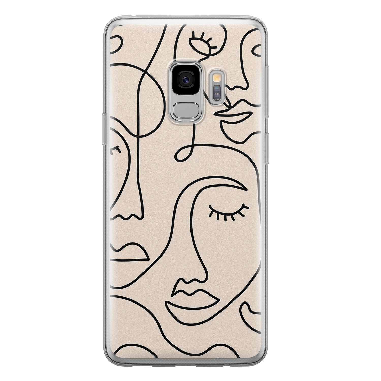 Leuke Telefoonhoesjes Samsung Galaxy S9 siliconen hoesje - Abstract gezicht lijnen