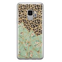 Leuke Telefoonhoesjes Samsung Galaxy S9 siliconen hoesje - Luipaard flower print