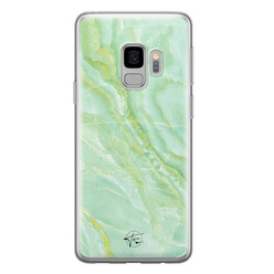 Telefoonhoesje Store Samsung Galaxy S9 siliconen hoesje - Marmer Limegroen