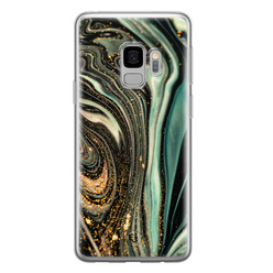 ELLECHIQ Samsung Galaxy S9 siliconen hoesje - Marble Khaki Swirl