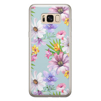 Telefoonhoesje Store Samsung Galaxy S8 siliconen hoesje - Mint bloemen