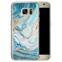 Telefoonhoesje Store Samsung Galaxy S7 siliconen hoesje - Marmer blauw goud