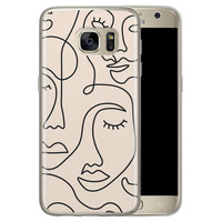 Leuke Telefoonhoesjes Samsung Galaxy S7 siliconen hoesje - Abstract gezicht lijnen