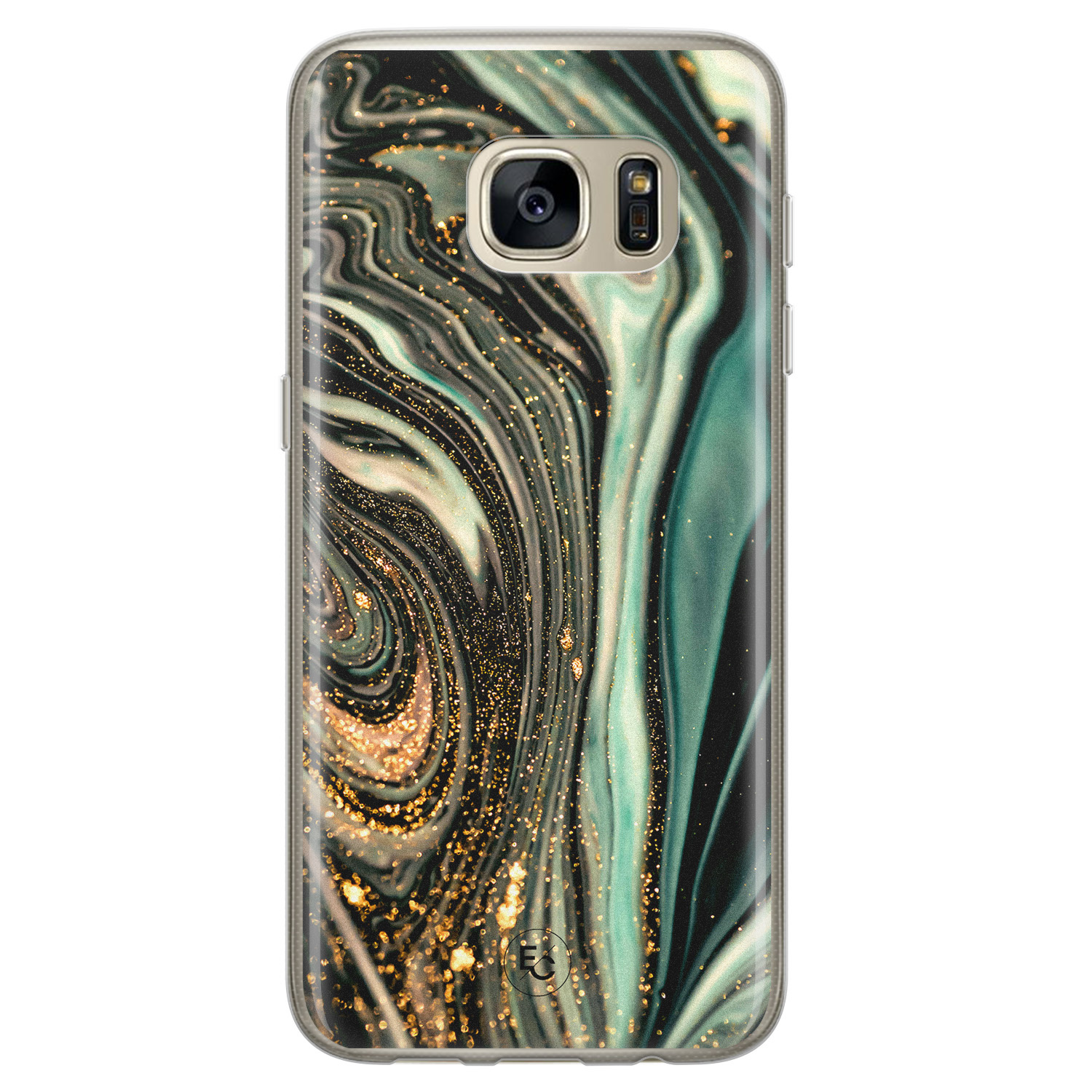 ELLECHIQ Samsung Galaxy S7 siliconen hoesje - Marble Khaki Swirl