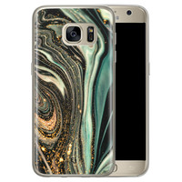 ELLECHIQ Samsung Galaxy S7 siliconen hoesje - Marble Khaki Swirl