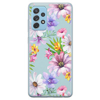 Telefoonhoesje Store Samsung Galaxy A52 siliconen hoesje - Mint bloemen