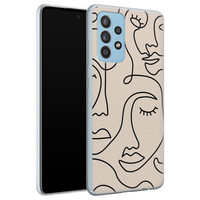 Leuke Telefoonhoesjes Samsung Galaxy A52 siliconen hoesje - Abstract gezicht lijnen