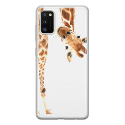 Leuke Telefoonhoesjes Samsung Galaxy A41 siliconen hoesje - Giraffe peekaboo