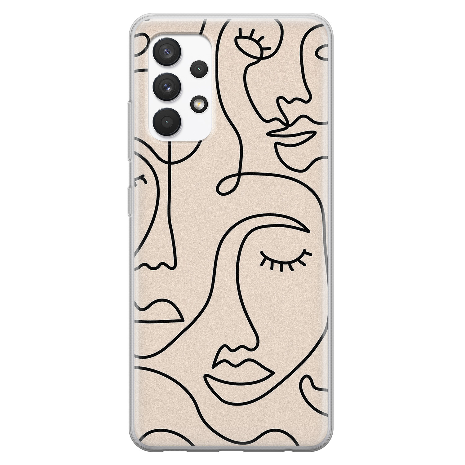 Leuke Telefoonhoesjes Samsung Galaxy A32 4G siliconen hoesje - Abstract gezicht lijnen