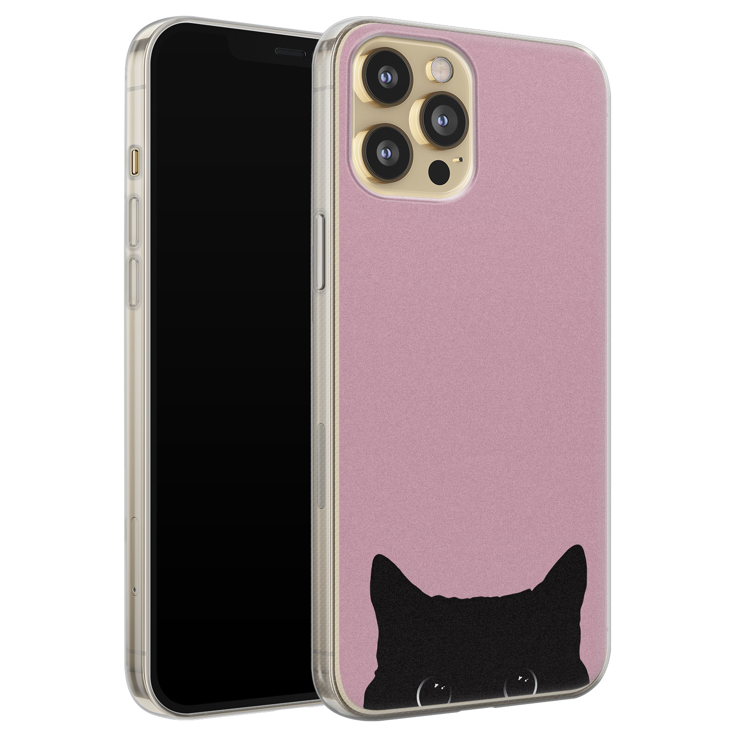 Telefoonhoesje Store iPhone 12 Pro siliconen hoesje - Zwarte kat