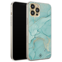 Casimoda iPhone 12 Pro siliconen hoesje - Marmer mintgroen