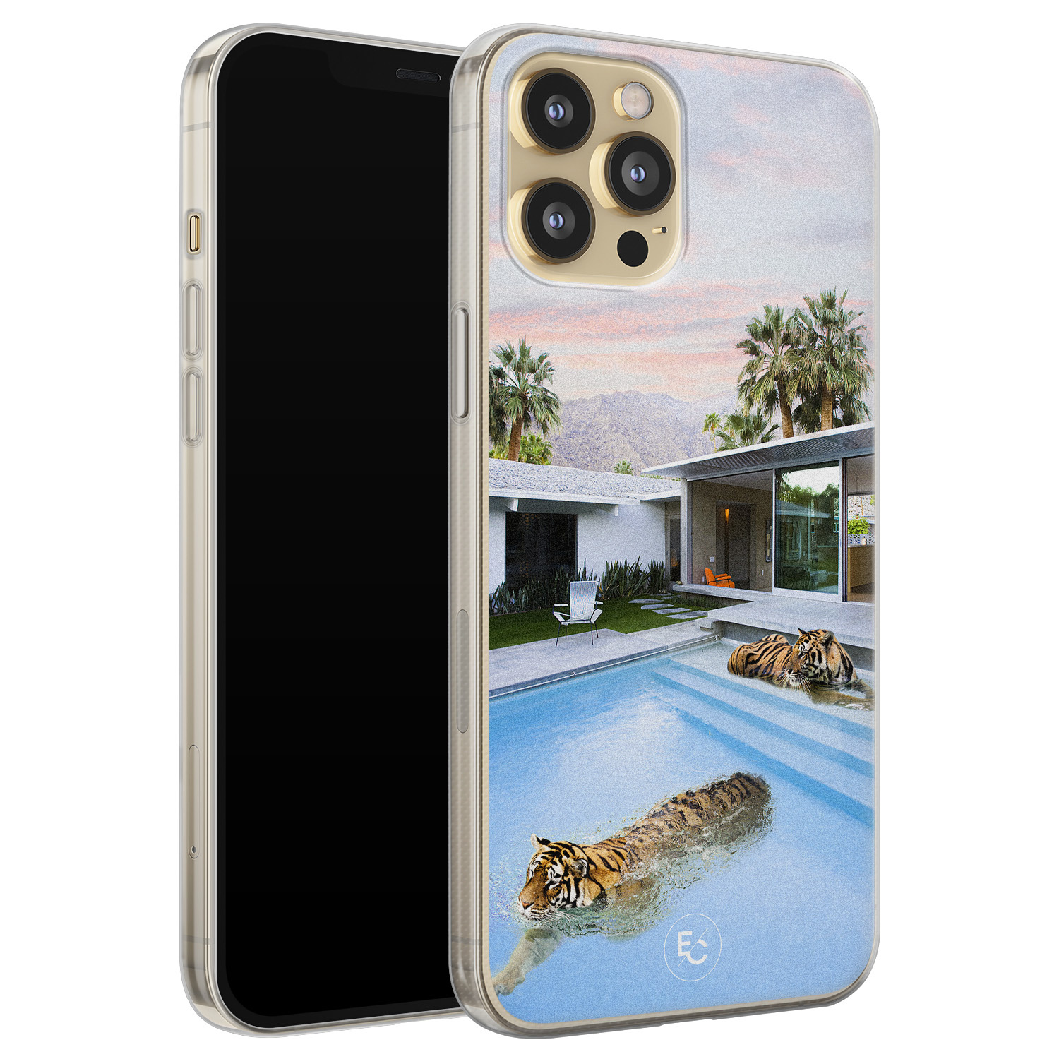 ELLECHIQ iPhone 12 siliconen hoesje - Tiger pool