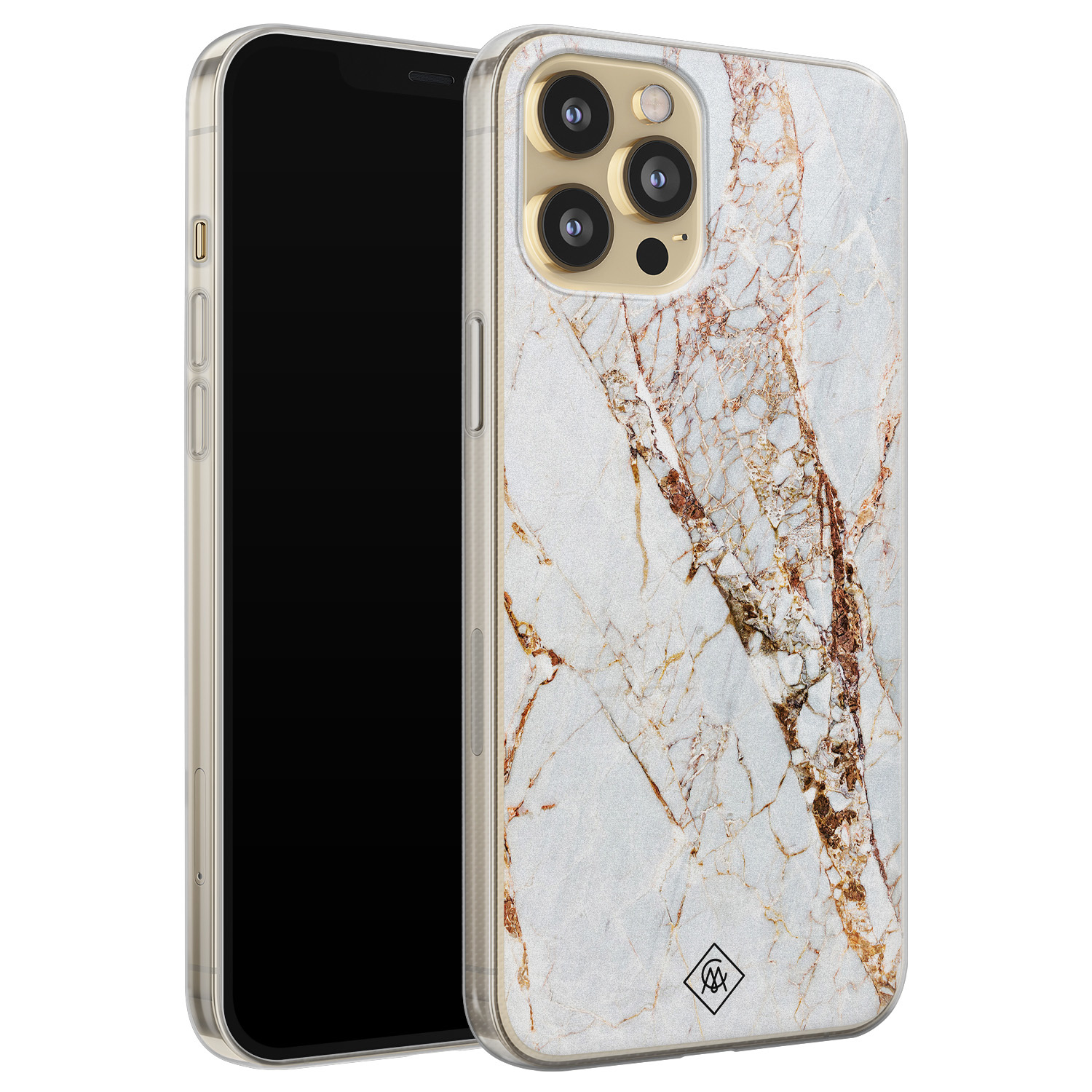 Casimoda iPhone 12 siliconen hoesje - Goud marmer