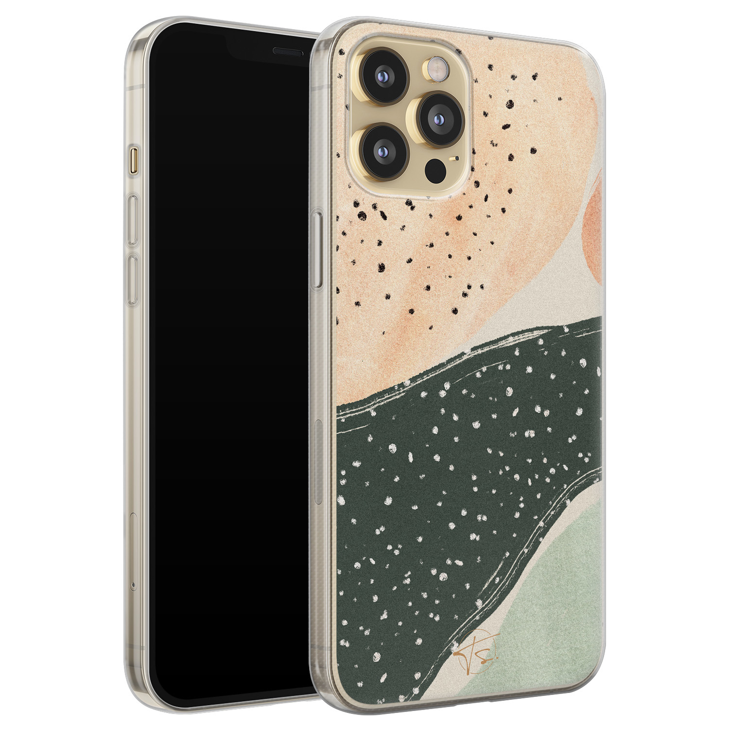 Telefoonhoesje Store iPhone 12 siliconen hoesje - Abstract peach