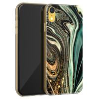 ELLECHIQ iPhone XR siliconen hoesje - Marble Khaki Swirl