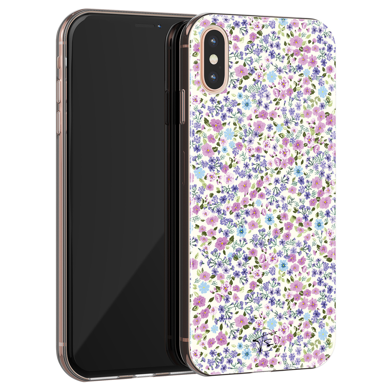 Telefoonhoesje Store iPhone X/XS siliconen hoesje - Purple Garden