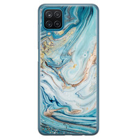 Telefoonhoesje Store Samsung Galaxy A12 siliconen hoesje - Marmer blauw goud