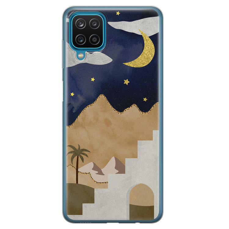 Leuke Telefoonhoesjes Samsung Galaxy A12 siliconen hoesje - Desert night