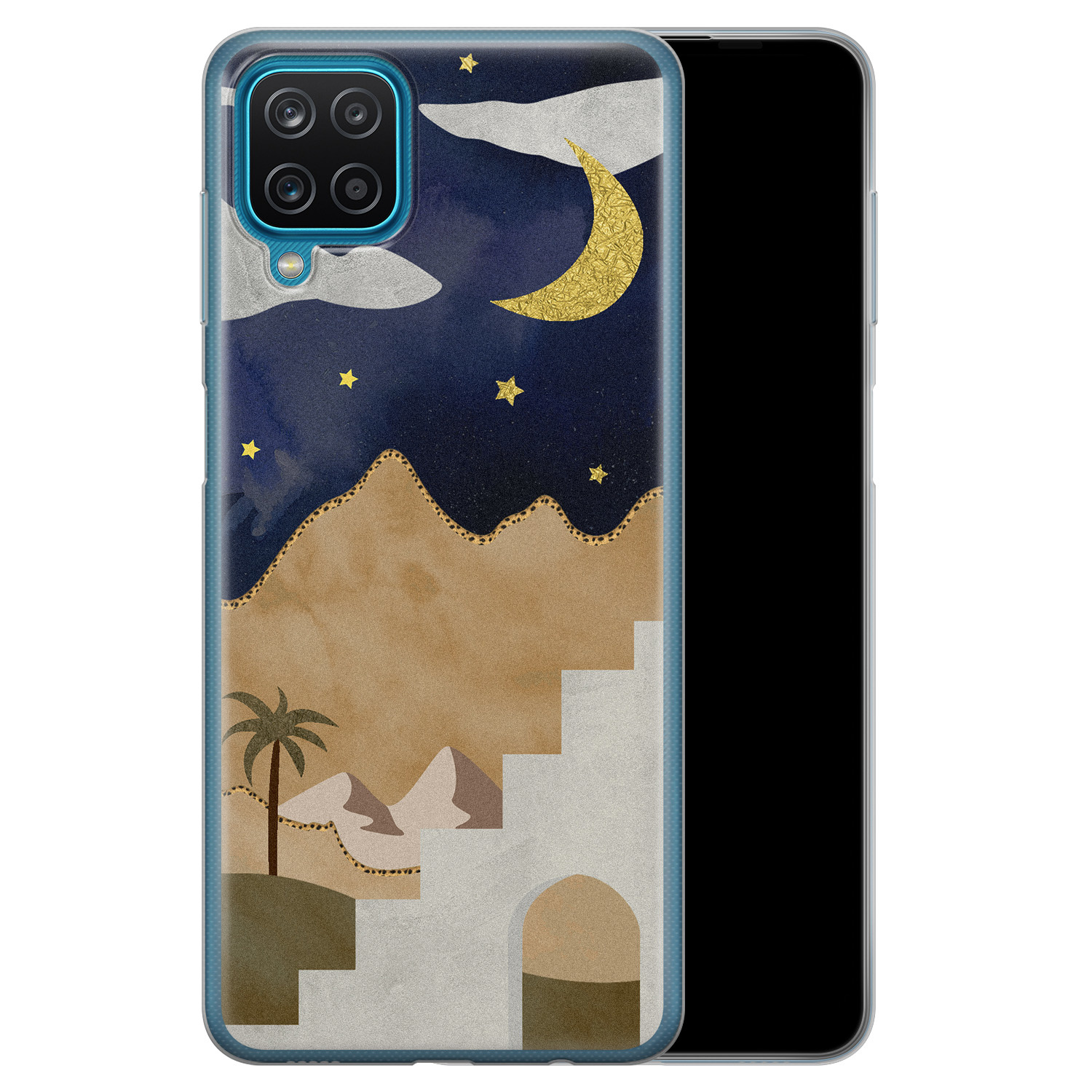 Leuke Telefoonhoesjes Samsung Galaxy A12 siliconen hoesje - Desert night