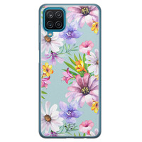 Telefoonhoesje Store Samsung Galaxy A12 siliconen hoesje - Mint bloemen