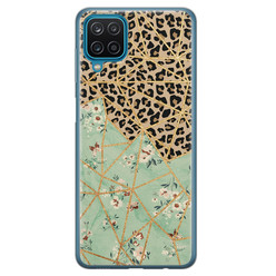 Leuke Telefoonhoesjes Samsung Galaxy A12 siliconen hoesje - Luipaard flower print