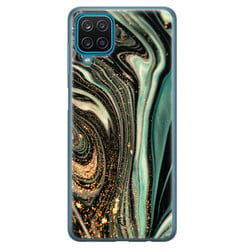 ELLECHIQ Samsung Galaxy A12 siliconen hoesje - Marble Khaki Swirl