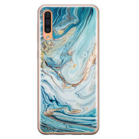 Telefoonhoesje Store Samsung Galaxy A70 siliconen hoesje - Marmer blauw goud