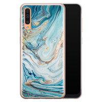 Telefoonhoesje Store Samsung Galaxy A70 siliconen hoesje - Marmer blauw goud