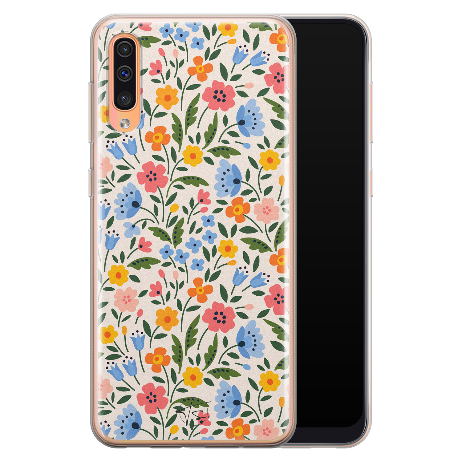 Telefoonhoesje Store Samsung Galaxy A70 siliconen hoesje - Romantische bloemen