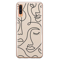 Leuke Telefoonhoesjes Samsung Galaxy A70 siliconen hoesje - Abstract gezicht lijnen