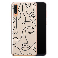 Leuke Telefoonhoesjes Samsung Galaxy A70 siliconen hoesje - Abstract gezicht lijnen