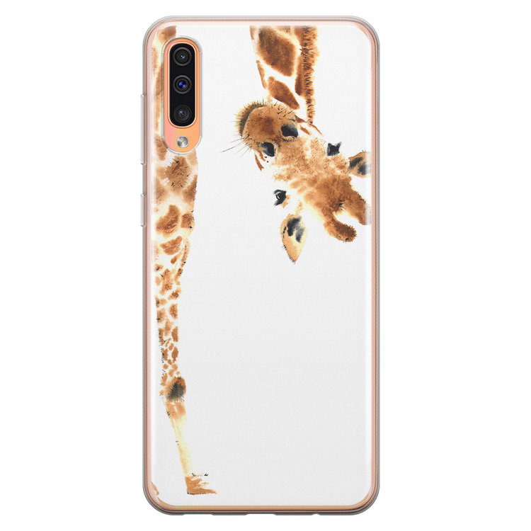 Leuke Telefoonhoesjes Samsung Galaxy A70 siliconen hoesje - Giraffe peekaboo