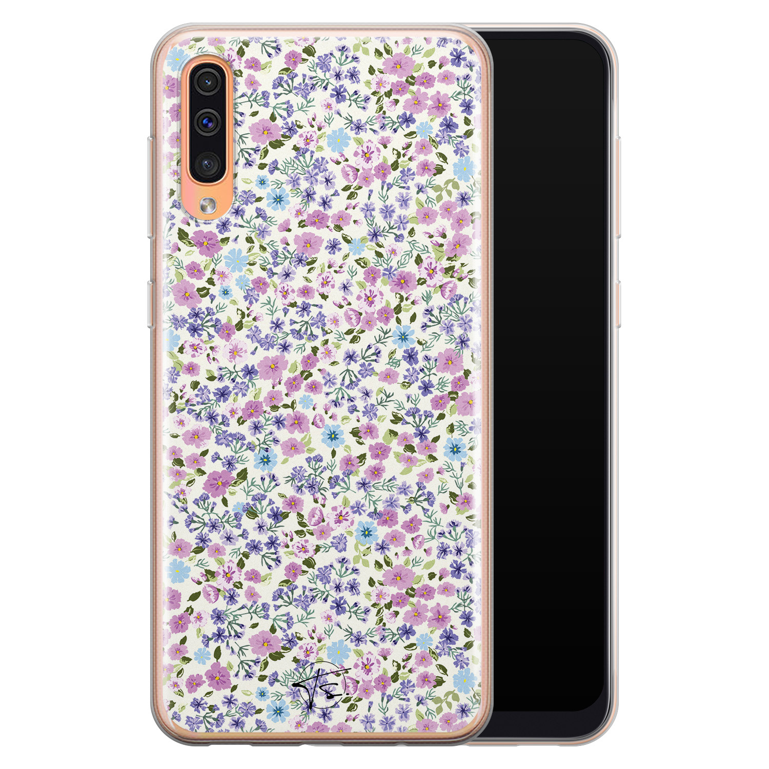 Telefoonhoesje Store Samsung Galaxy A70 siliconen hoesje - Purple Garden