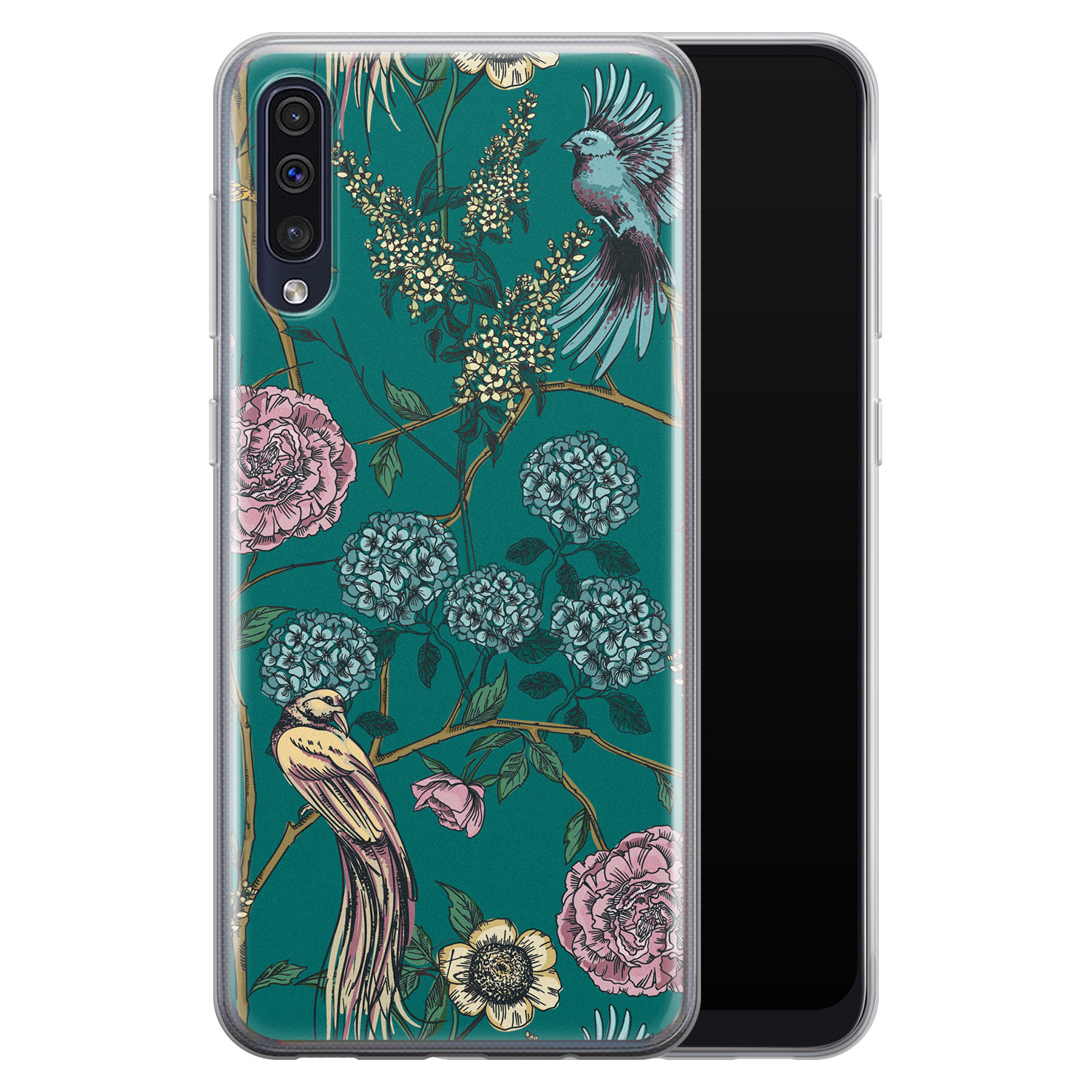 Telefoonhoesje Store Samsung Galaxy A50 siliconen hoesje - Bloomy birds