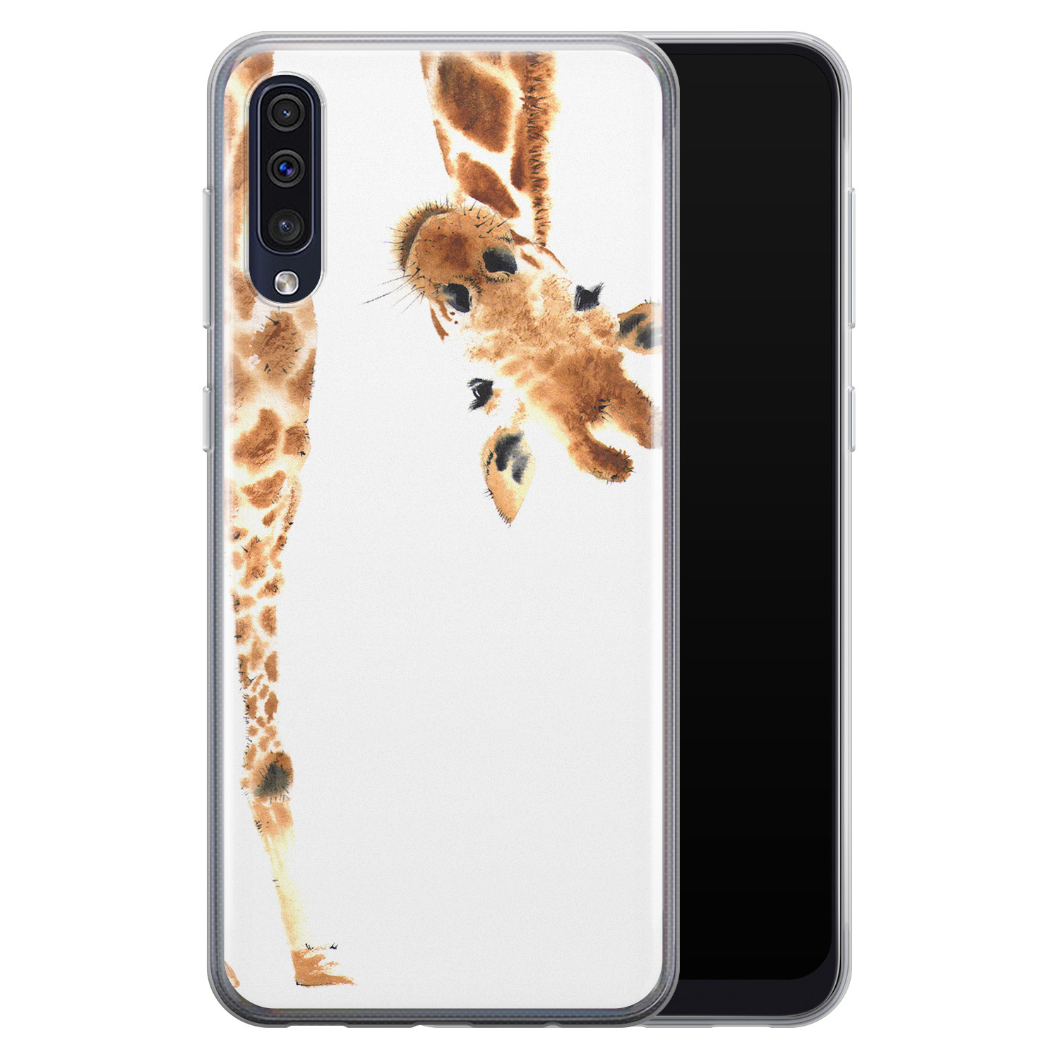 Leuke Telefoonhoesjes Samsung Galaxy A50 siliconen hoesje - Giraffe peekaboo