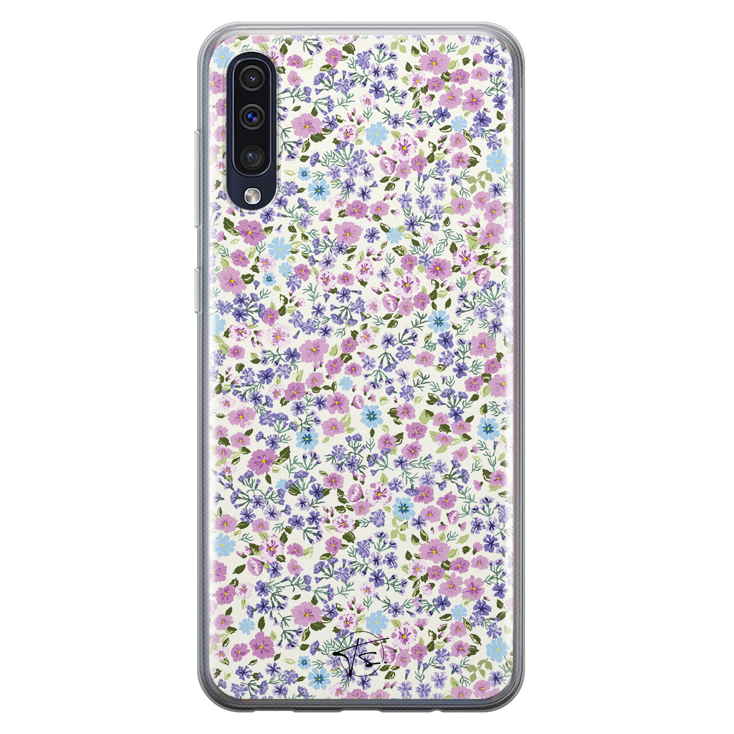 Telefoonhoesje Store Samsung Galaxy A50 siliconen hoesje - Purple Garden