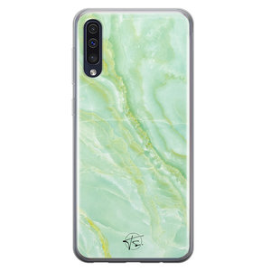 Telefoonhoesje Store Samsung Galaxy A50 siliconen hoesje - Marmer Limegroen