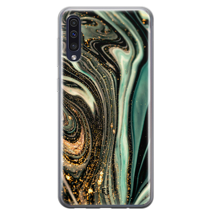 ELLECHIQ Samsung Galaxy A50 siliconen hoesje - Marble Khaki Swirl
