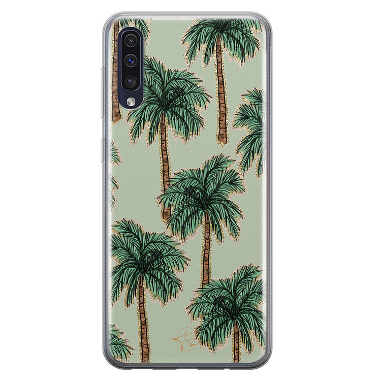 Telefoonhoesje Store Samsung Galaxy A50 siliconen hoesje - Palmbomen