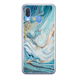 Telefoonhoesje Store Samsung Galaxy A40 siliconen hoesje - Marmer blauw goud