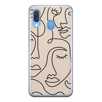Leuke Telefoonhoesjes Samsung Galaxy A40 siliconen hoesje - Abstract gezicht lijnen