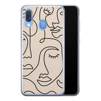 Leuke Telefoonhoesjes Samsung Galaxy A40 siliconen hoesje - Abstract gezicht lijnen