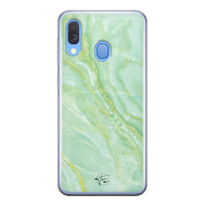 Telefoonhoesje Store Samsung Galaxy A40 siliconen hoesje - Marmer Limegroen