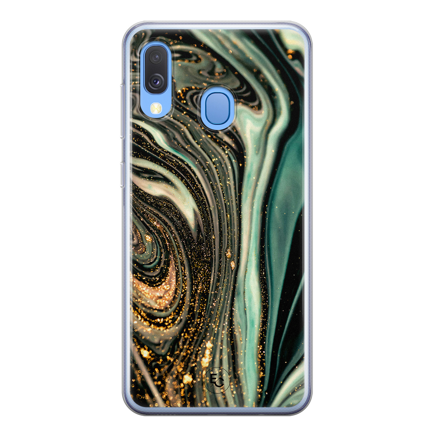 ELLECHIQ Samsung Galaxy A40 siliconen hoesje - Marble Khaki Swirl