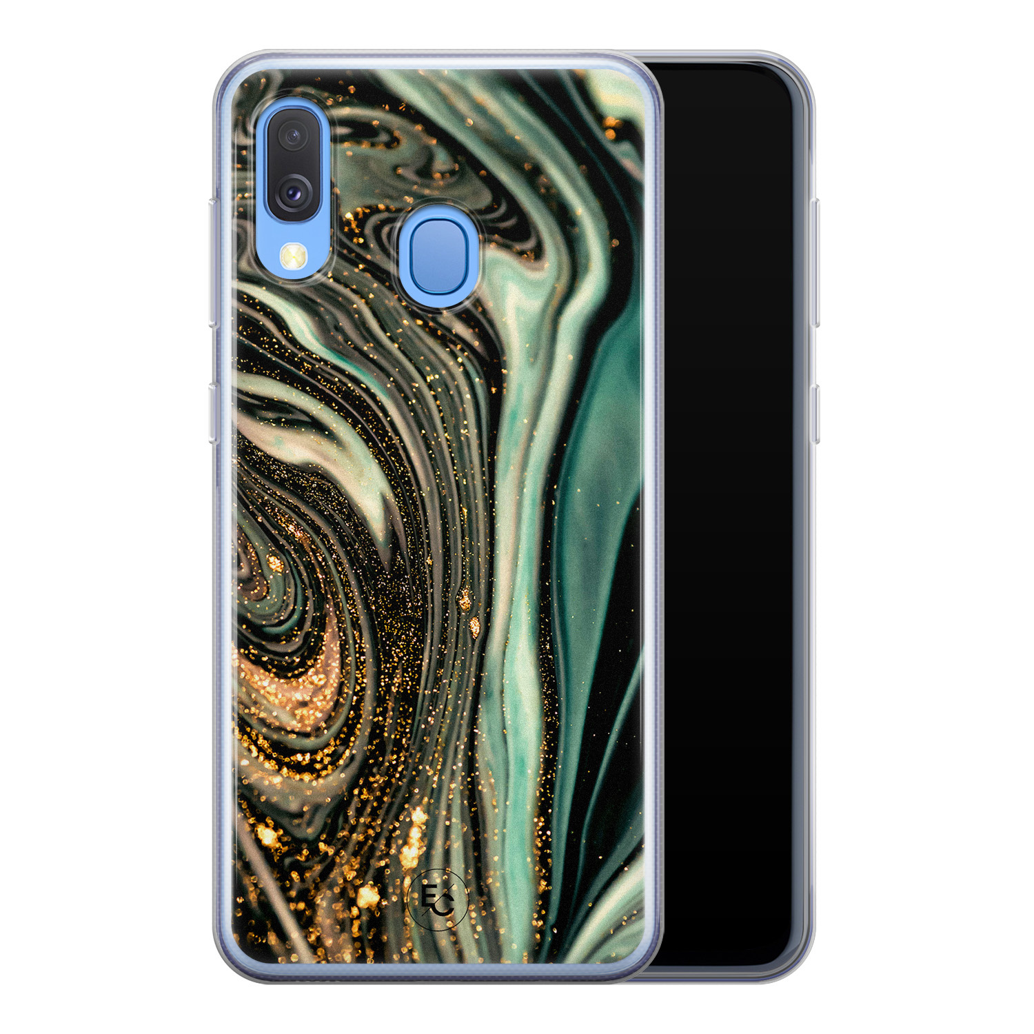 ELLECHIQ Samsung Galaxy A40 siliconen hoesje - Marble Khaki Swirl