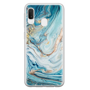 Telefoonhoesje Store Samsung Galaxy A20e siliconen hoesje - Marmer blauw goud