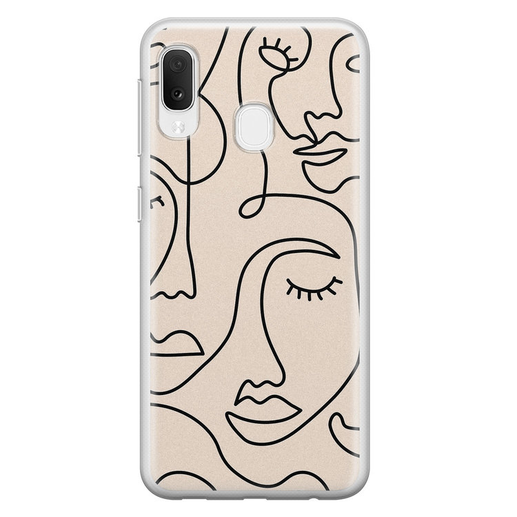 Leuke Telefoonhoesjes Samsung Galaxy A20e siliconen hoesje - Abstract gezicht lijnen